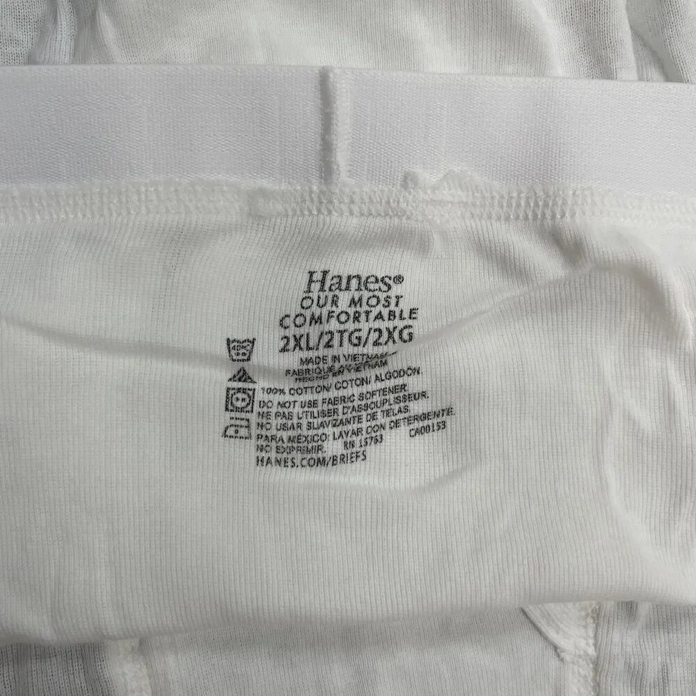 Hanes Men's Underwear Briefs White 7-Pack Tagless 2XL 44/46 Full Cut‎ Fresh IQ